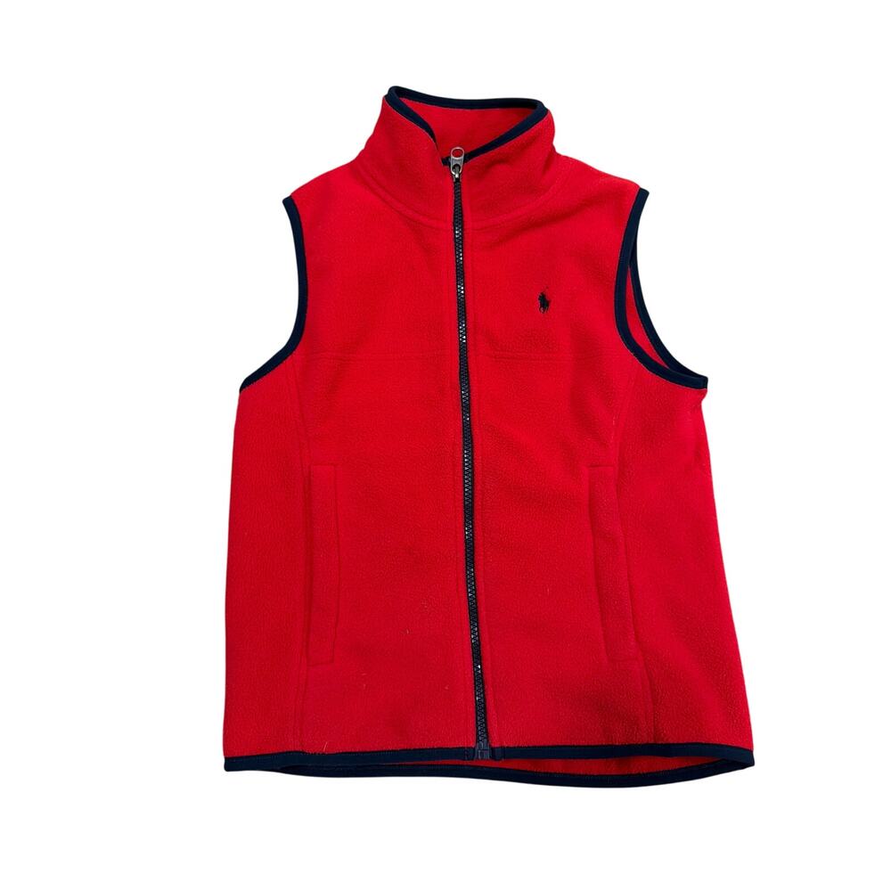 Polo Ralph Lauren Boys Fleece Vest Red and Navy size 8 Youth Small Unisex
